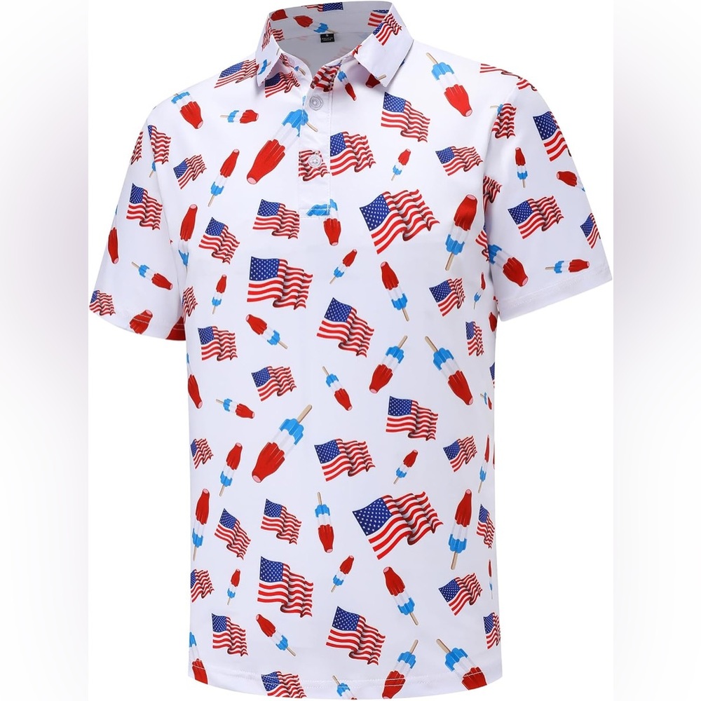 Mens Spirit of 76 Golf Polo Shirt Performance Sport Short Sleeve Size XL